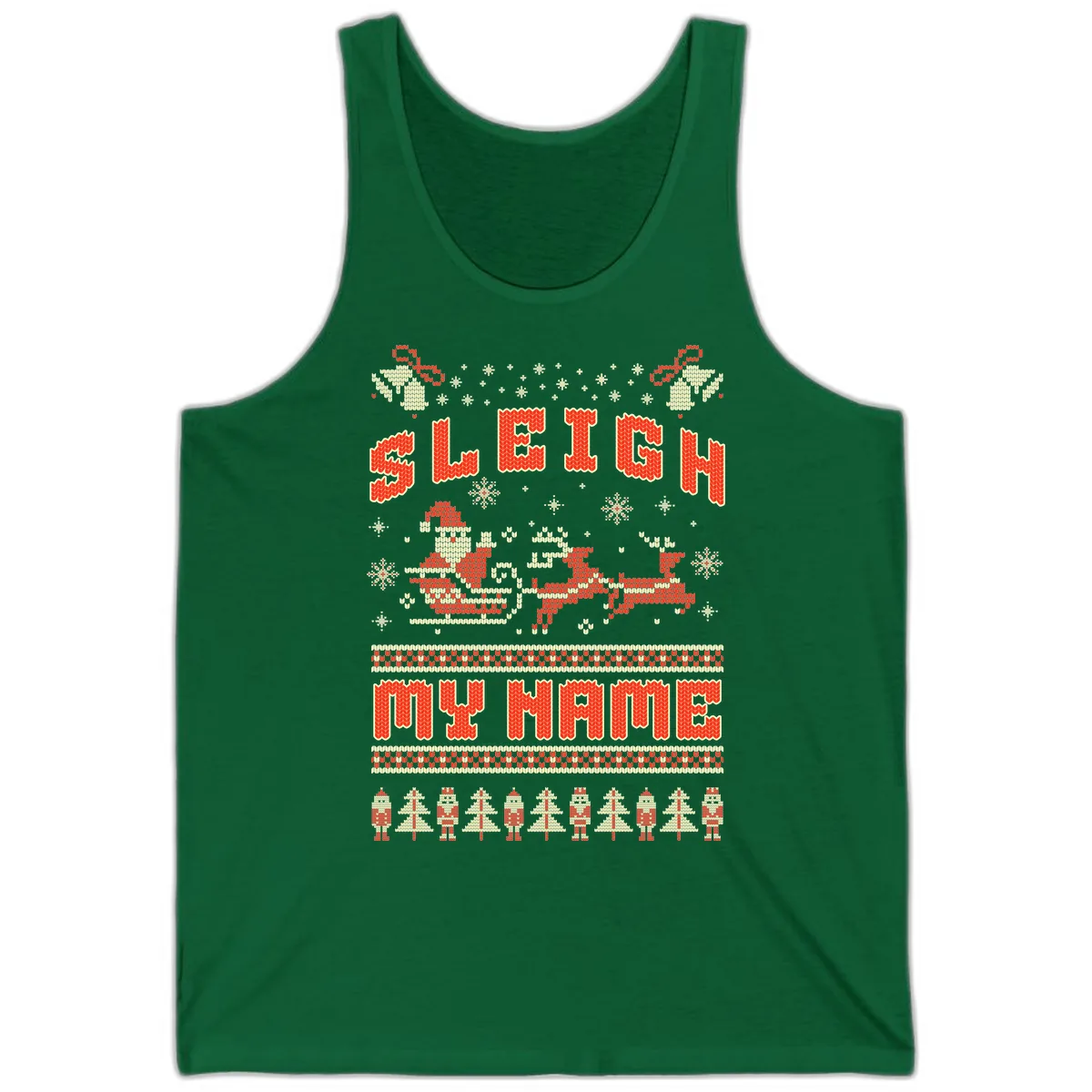 Sleigh My Name Christmas Sweater Tank in Kelly