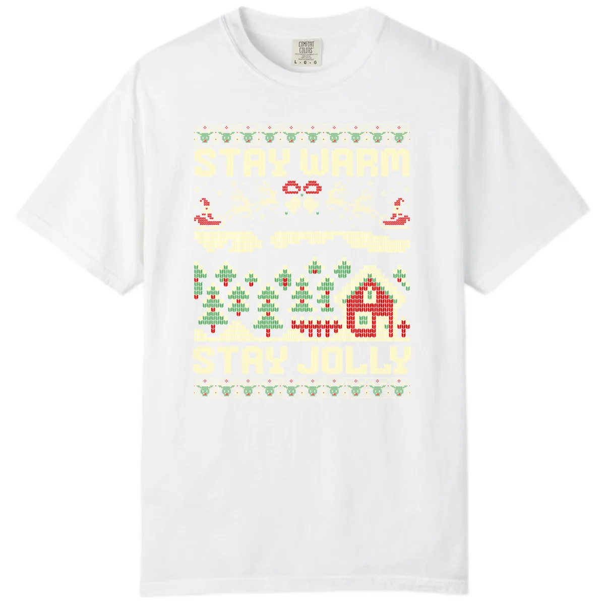 Ugly Christmas Sweater Style Design Comfort Color in White