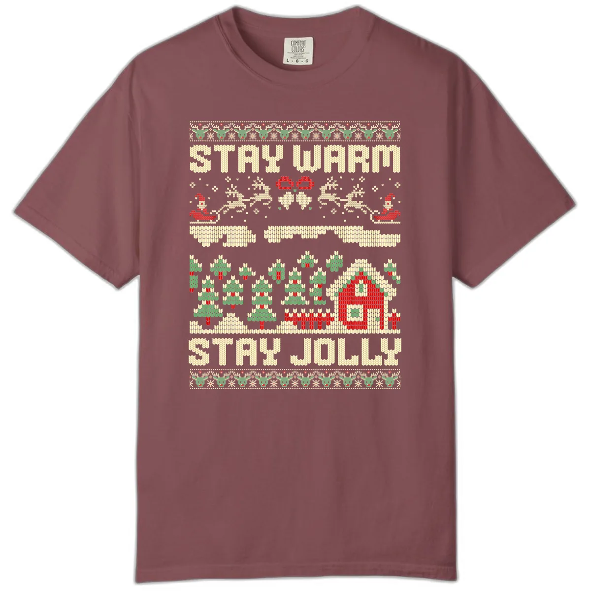 Ugly Christmas Sweater Style Design Comfort Color in Brick
