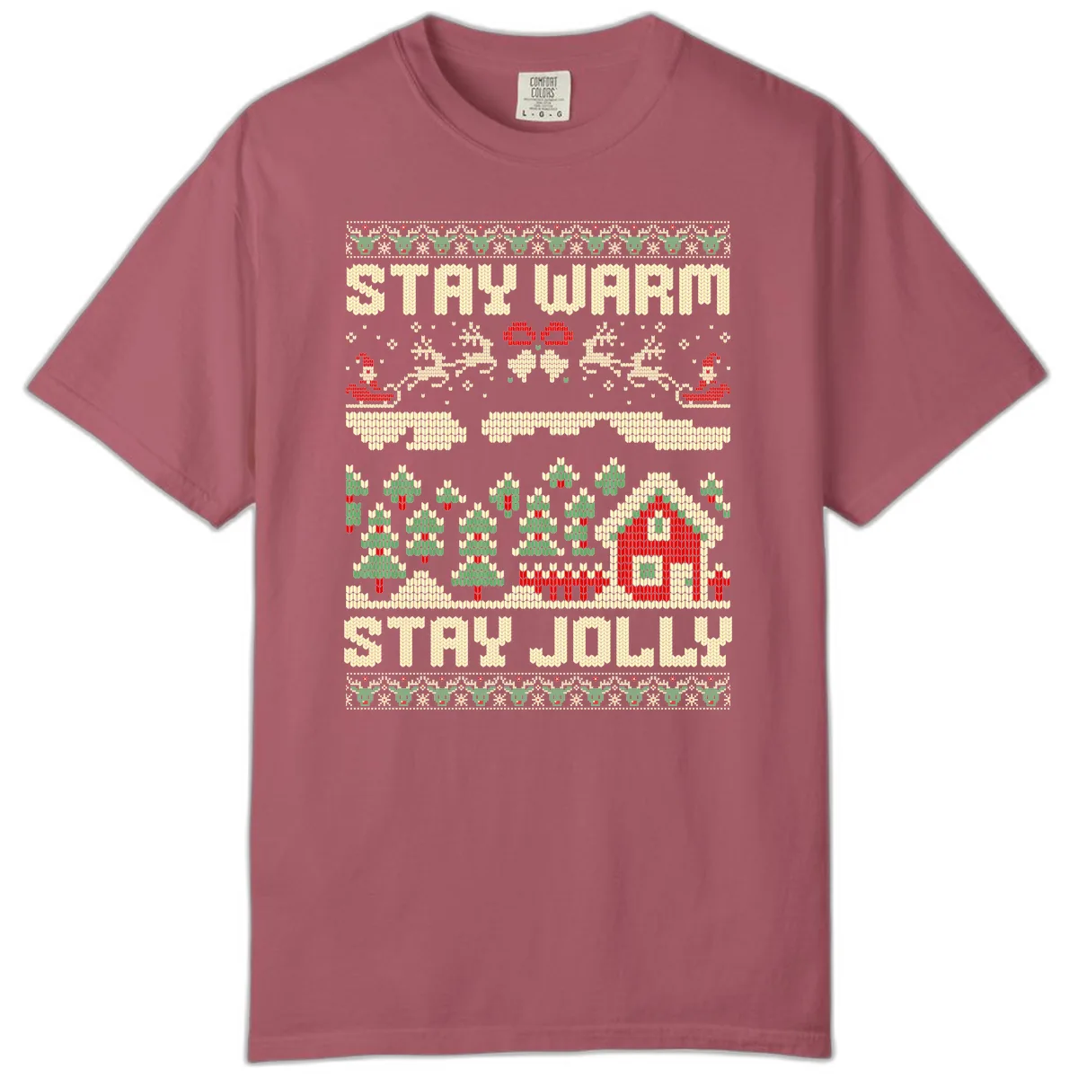 Ugly Christmas Sweater Style Design Comfort Color in Crimson