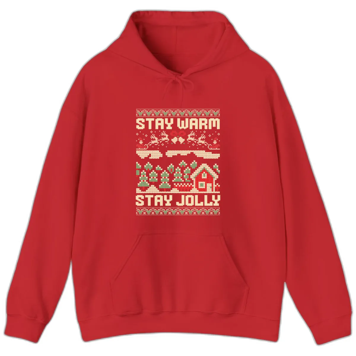 Ugly Christmas Sweater Style Design Hoodie in Red