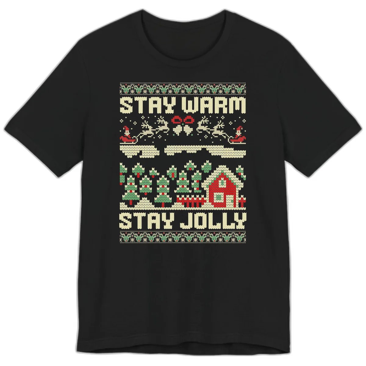 Ugly Christmas Sweater Style Design Premium T-Shirt in Black