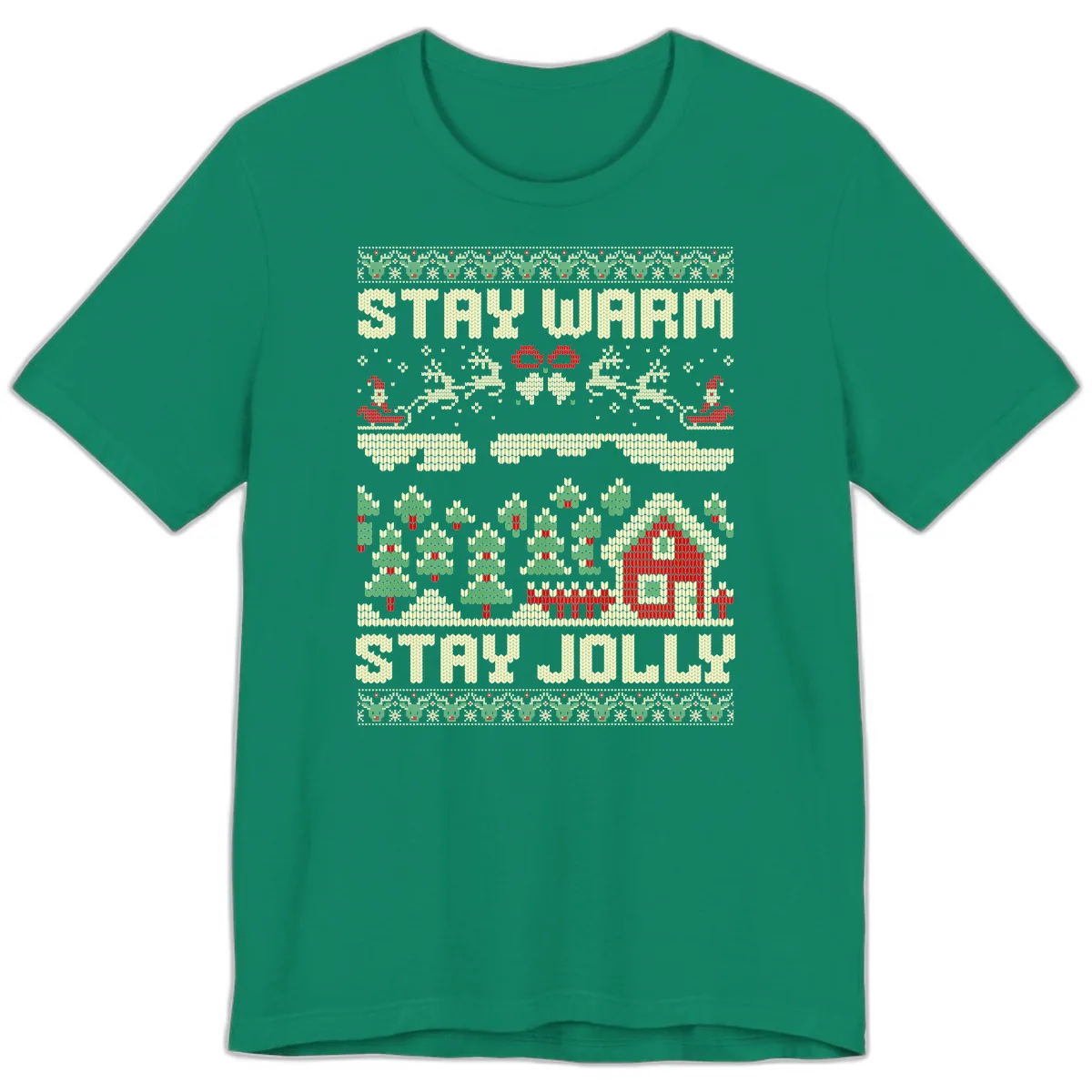 Ugly Christmas Sweater Style Design Premium T-Shirt in Kelly
