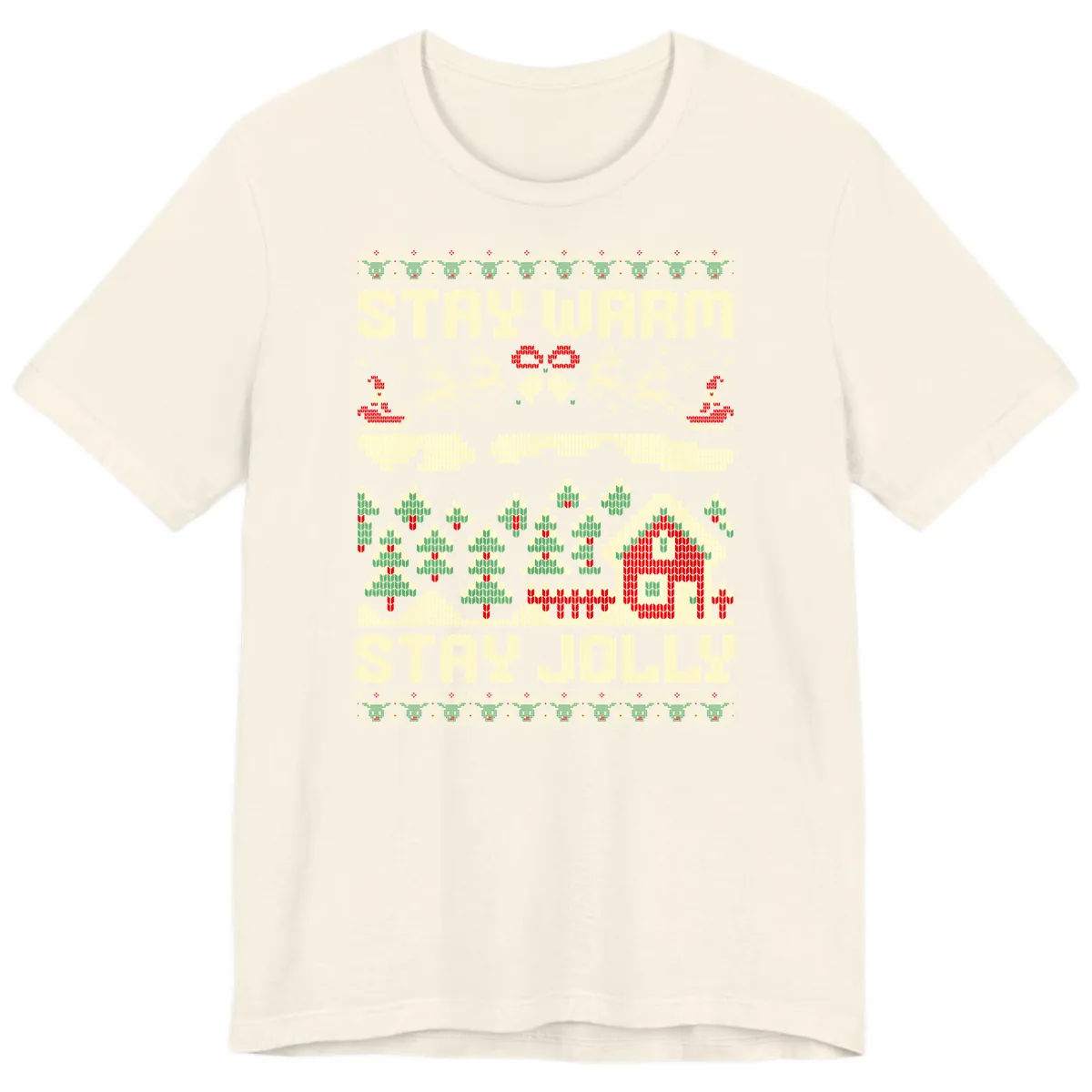 Ugly Christmas Sweater Style Design Premium T-Shirt in Natural