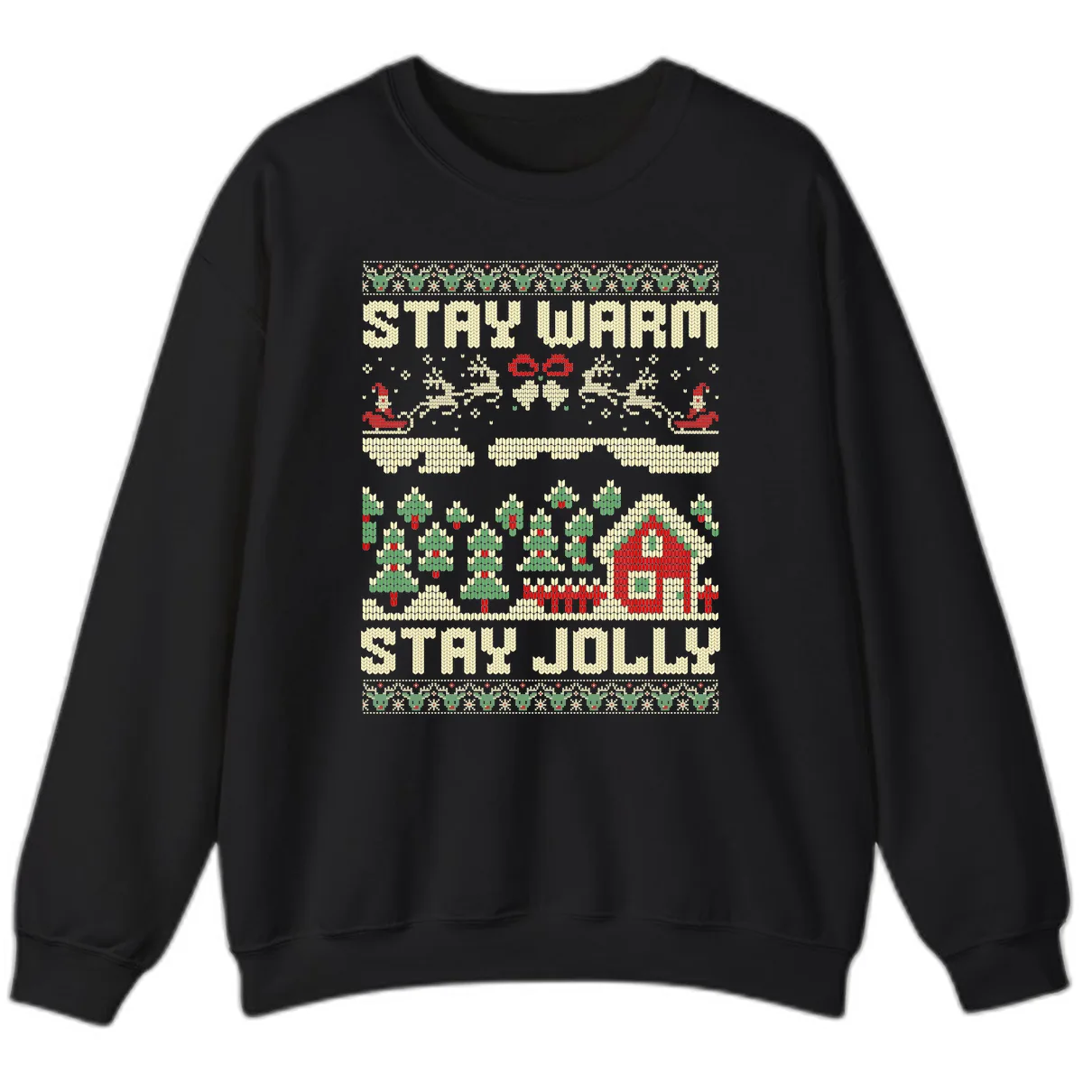 Ugly Christmas Sweater Style Design Sweatshirt in Black