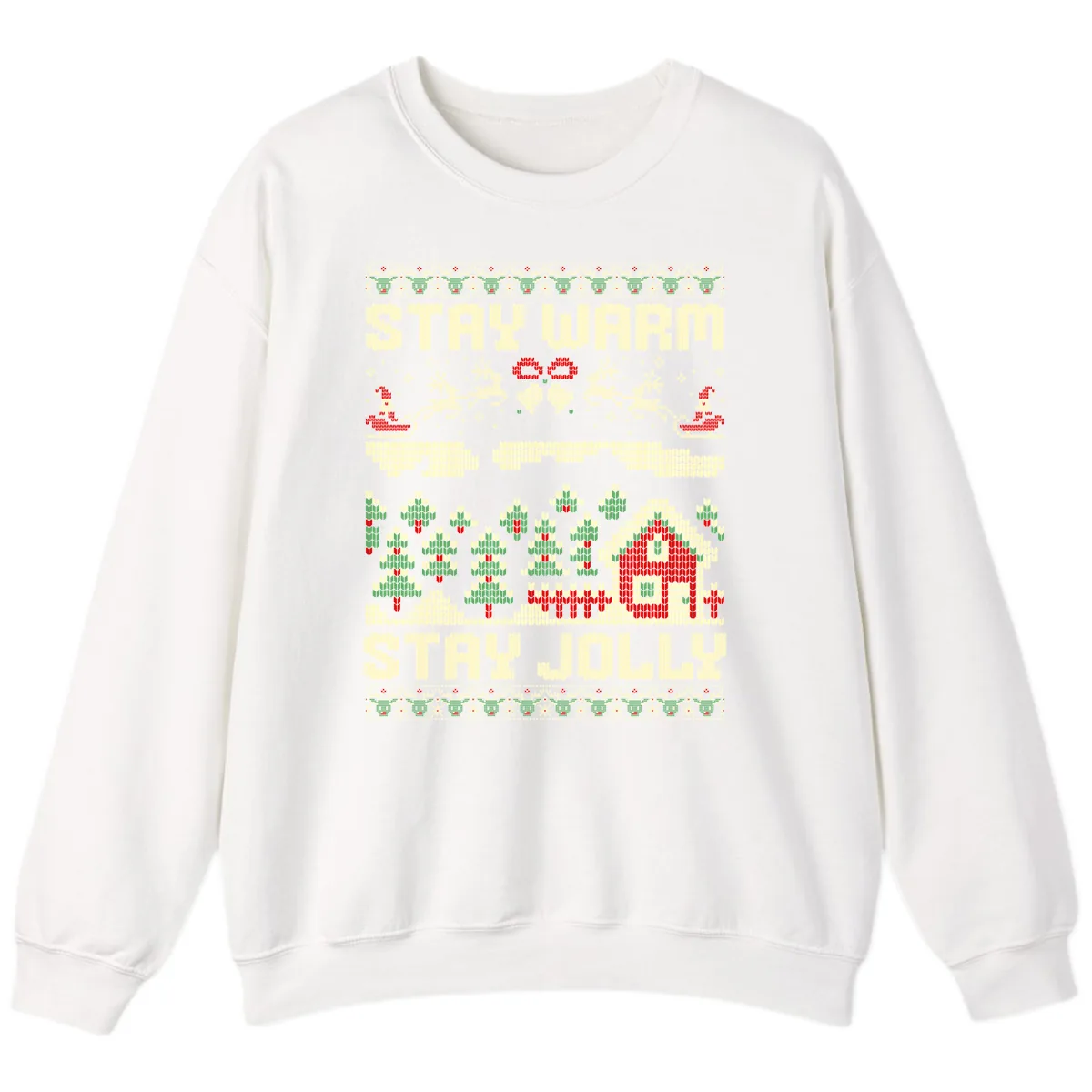 Ugly Christmas Sweater Style Design Sweatshirt in White