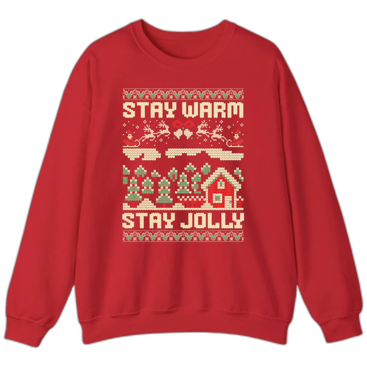 Ugly Christmas Sweater Style Design Sweatshirt in Red