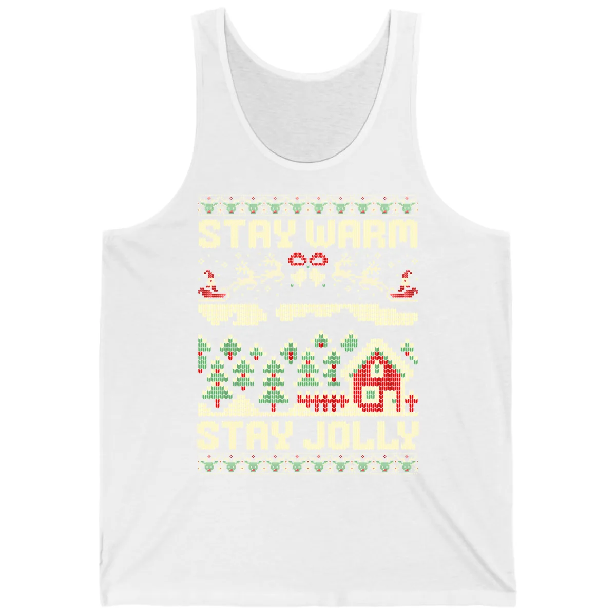 Ugly Christmas Sweater Style Design Tank in White