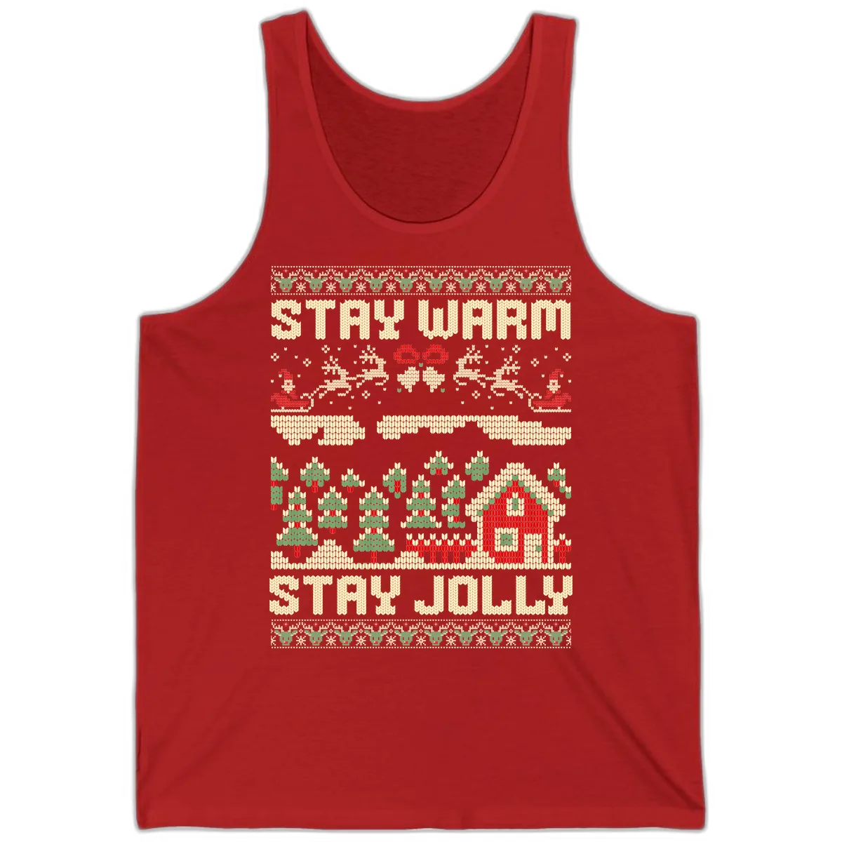 Ugly Christmas Sweater Style Design Tank in Red