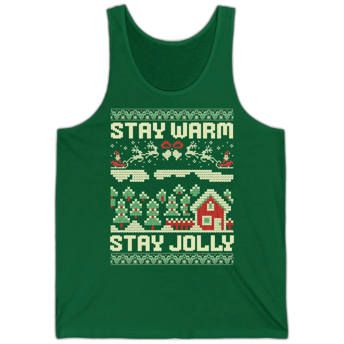 Ugly Christmas Sweater Style Design Tank in Kelly