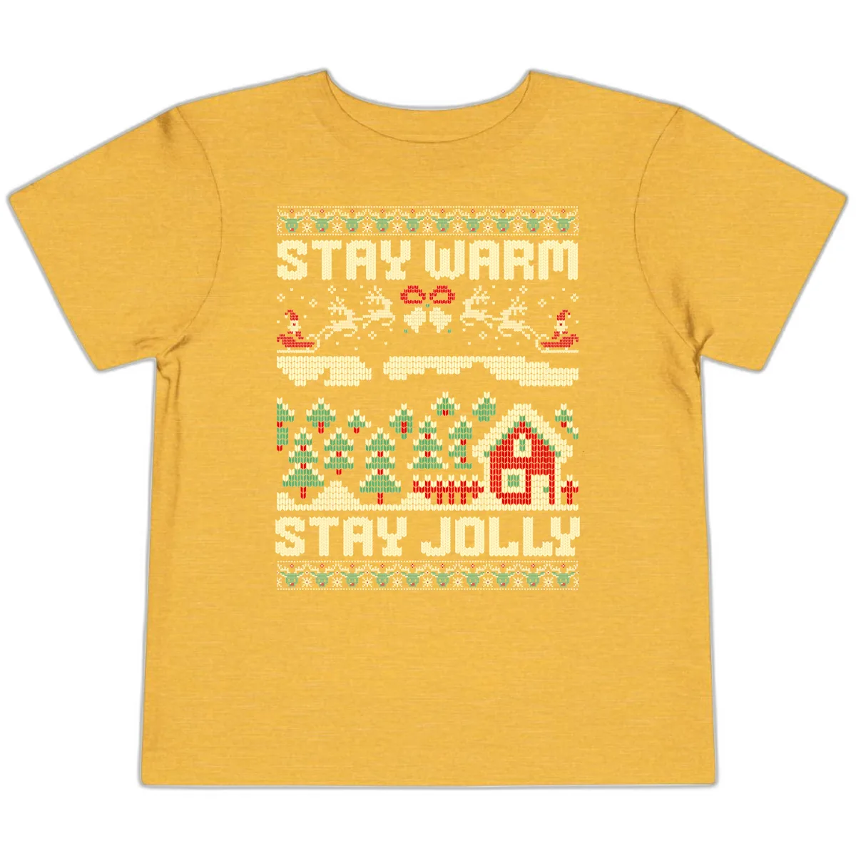Ugly Christmas Sweater Style Design Toddler T-Shirt in Heather Yellow Gold