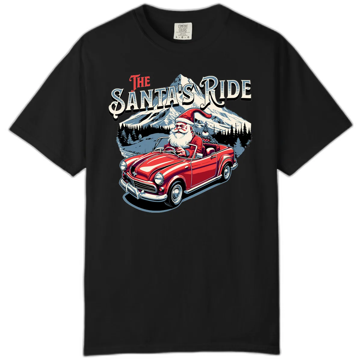 The Santa's Ride Christmas Graphic Comfort Color in Black