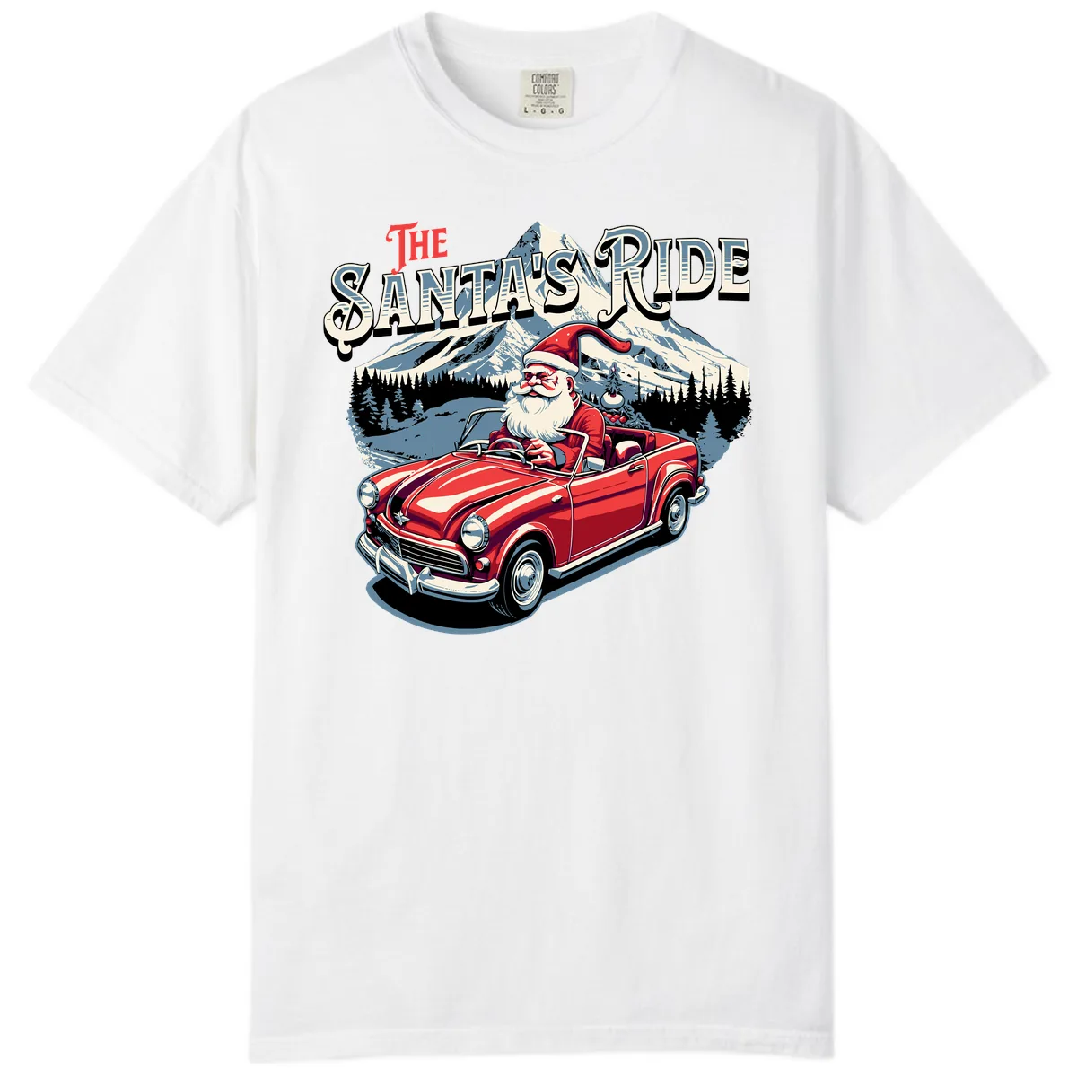 The Santa's Ride Christmas Graphic Comfort Color in White