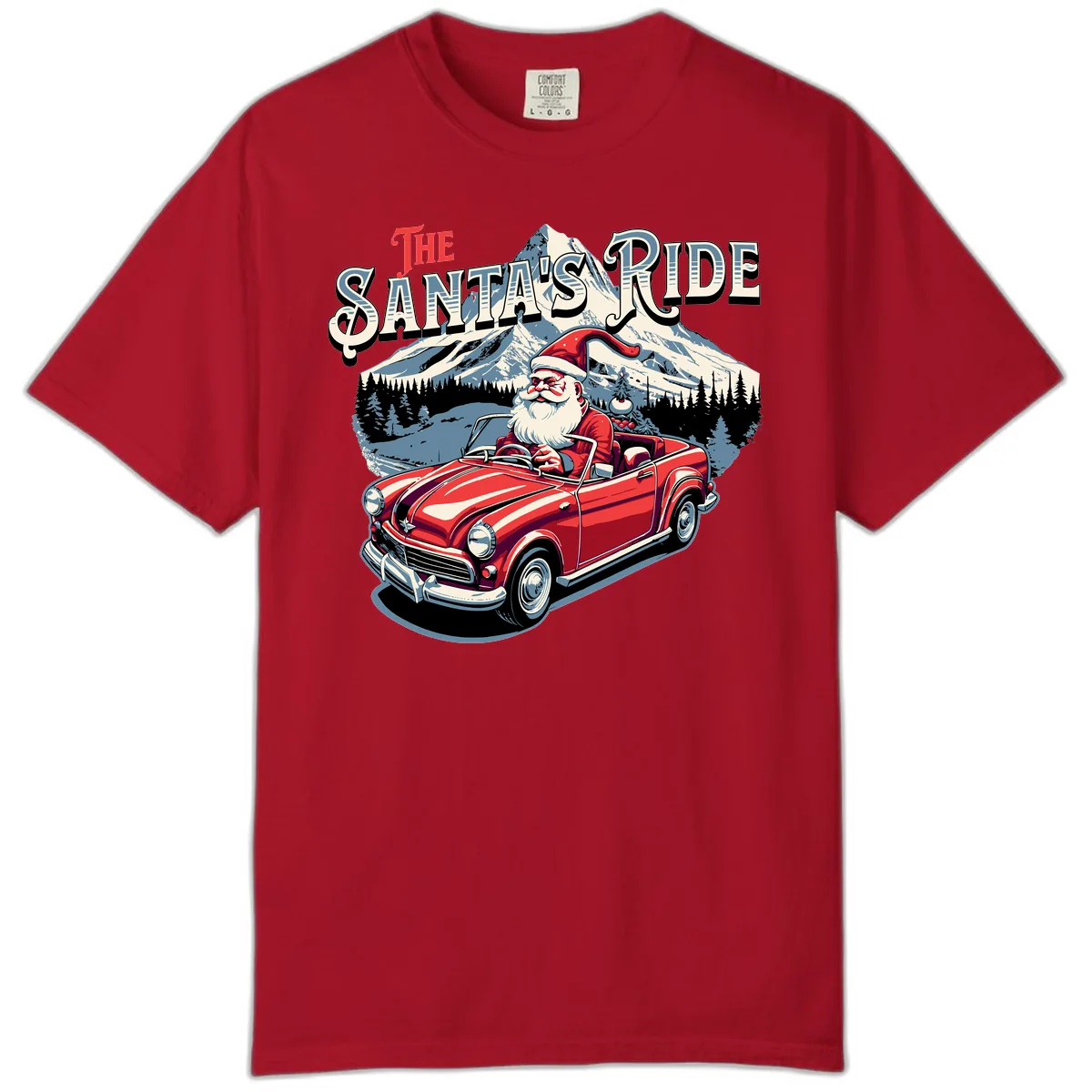 The Santa's Ride Christmas Graphic Comfort Color in Red