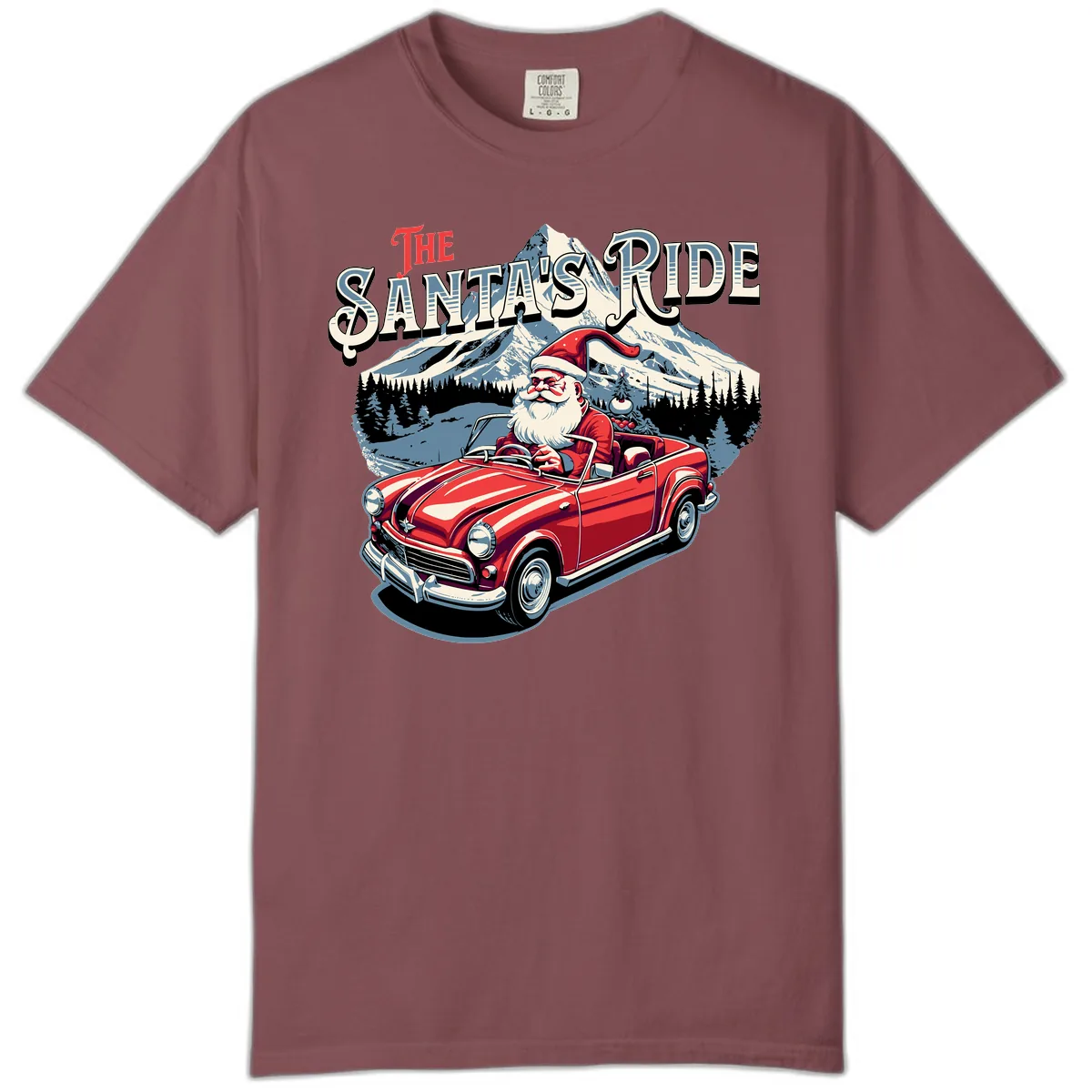 The Santa's Ride Christmas Graphic Comfort Color in Brick