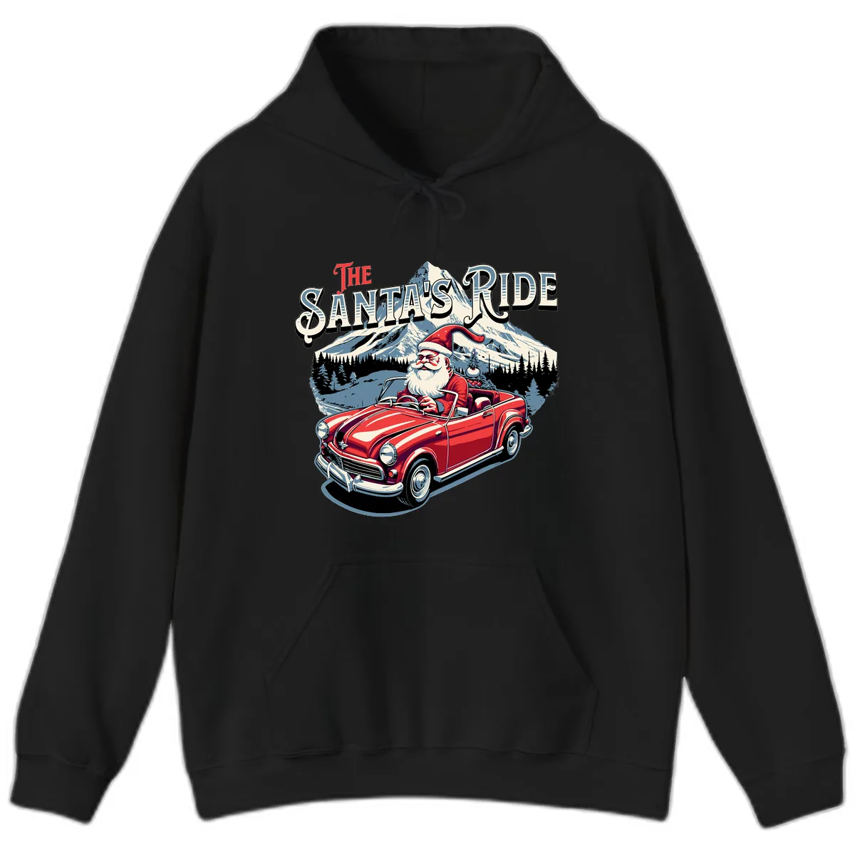 The Santa's Ride Christmas Graphic Hoodie in Black