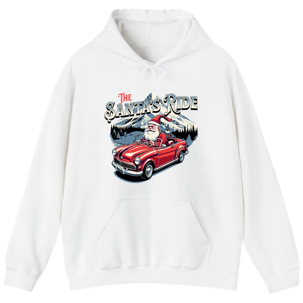 The Santa's Ride Christmas Graphic Hoodie in White