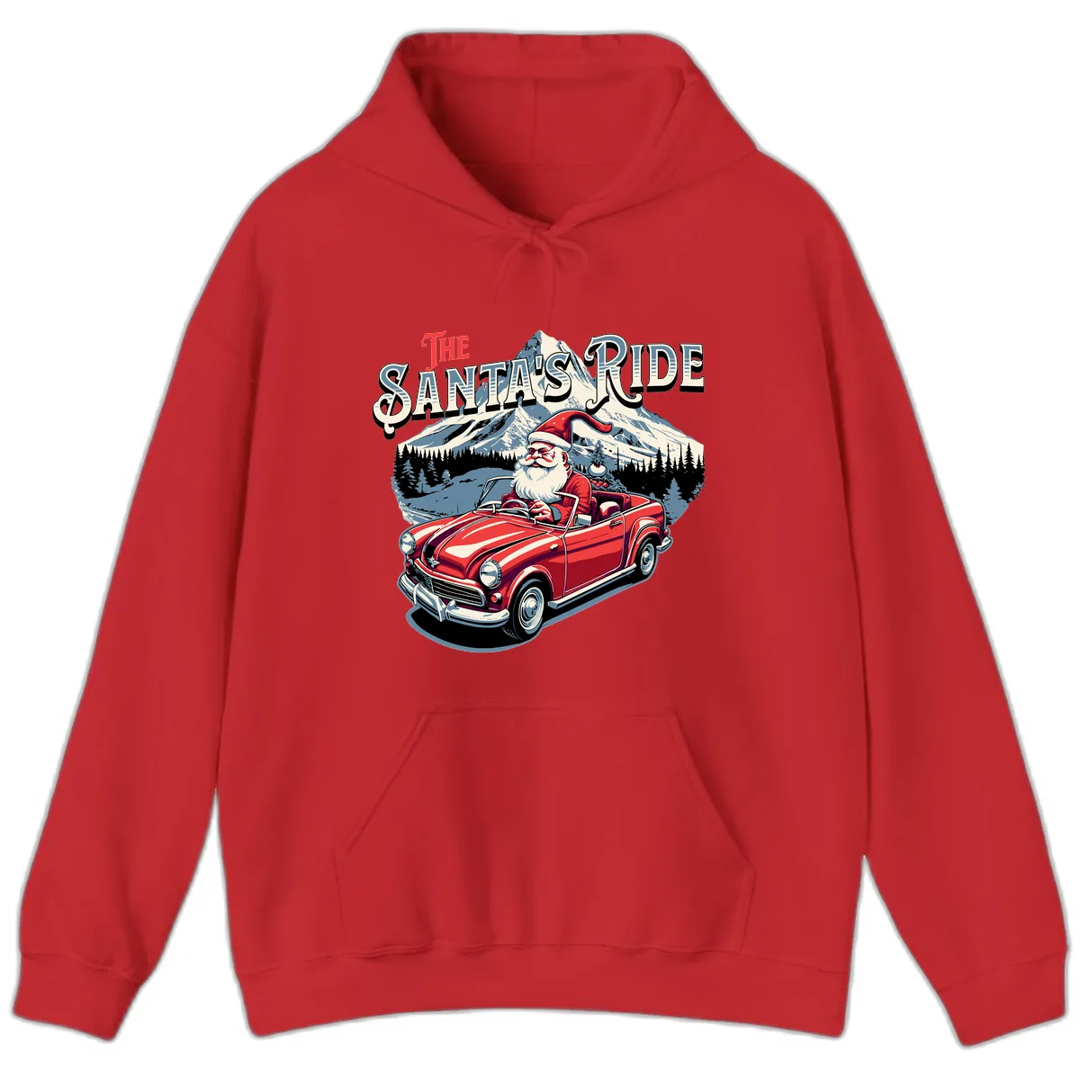 The Santa's Ride Christmas Graphic Hoodie in Red