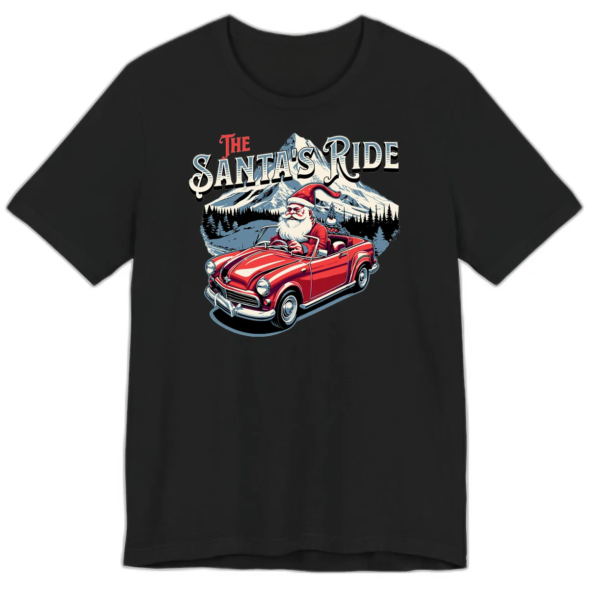 The Santa's Ride Christmas Graphic Premium T-Shirt in Black