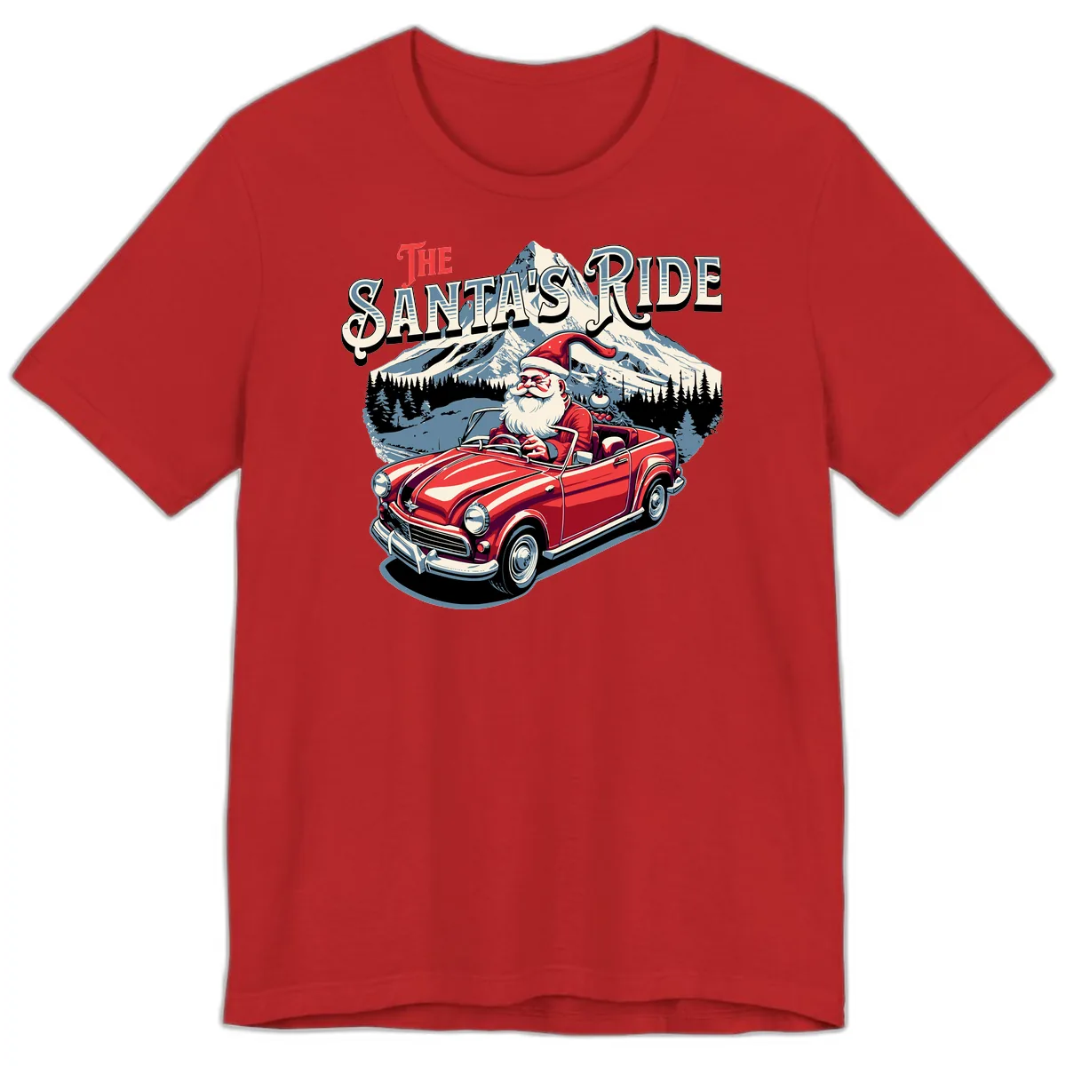 The Santa's Ride Christmas Graphic Premium T-Shirt in Red