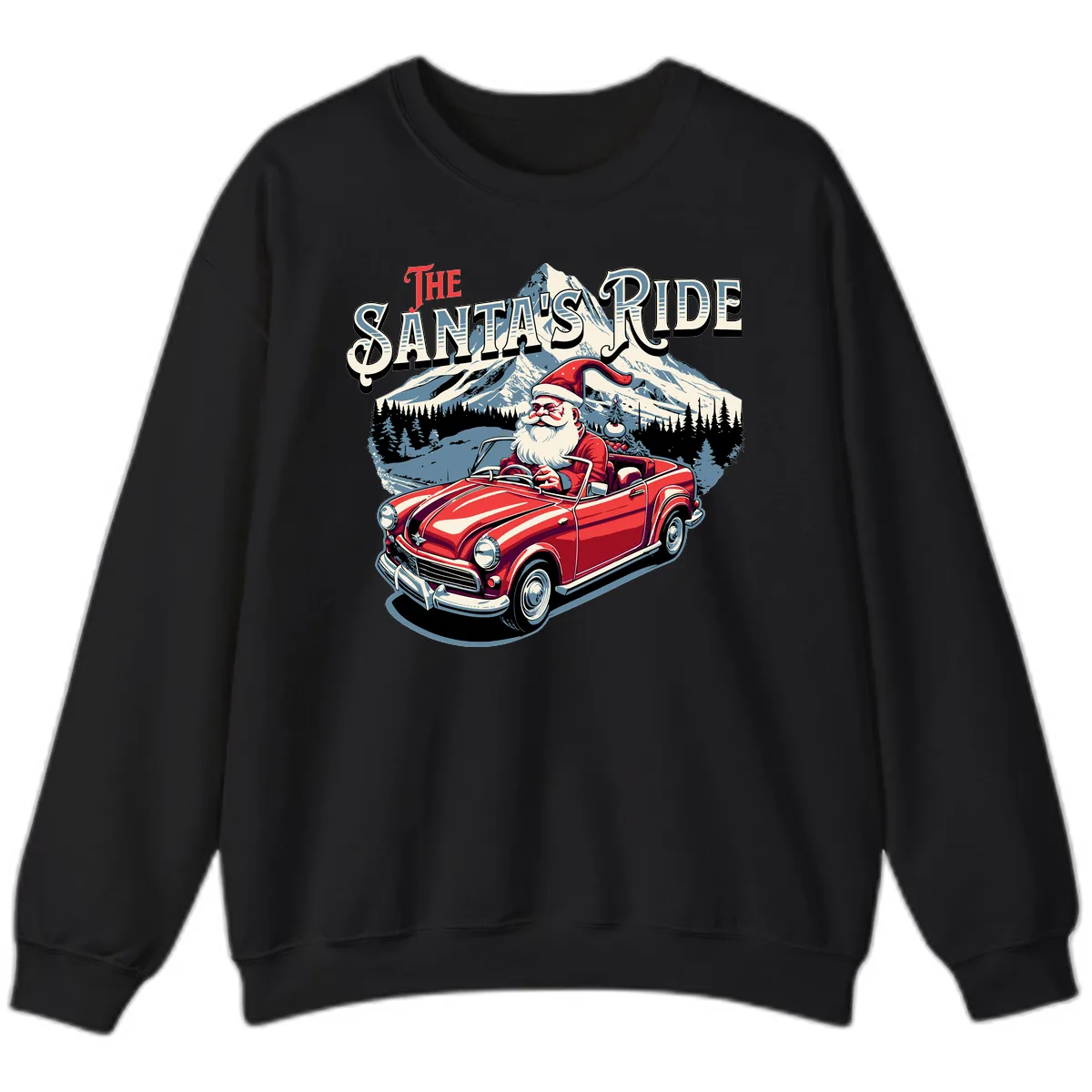 The Santa's Ride Christmas Graphic Sweatshirt in Black