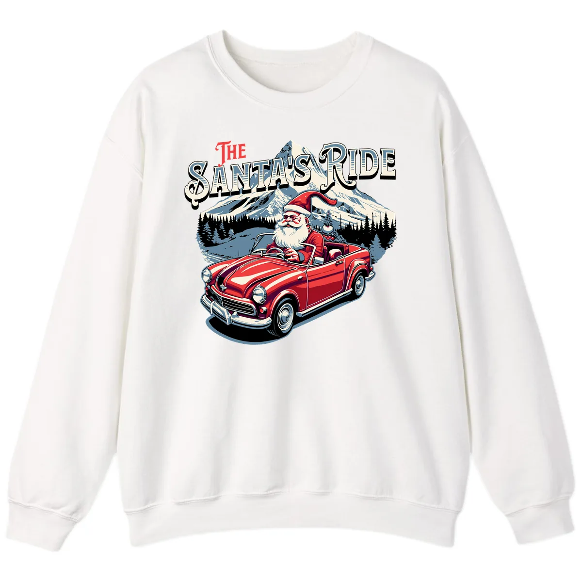 The Santa's Ride Christmas Graphic Sweatshirt in White