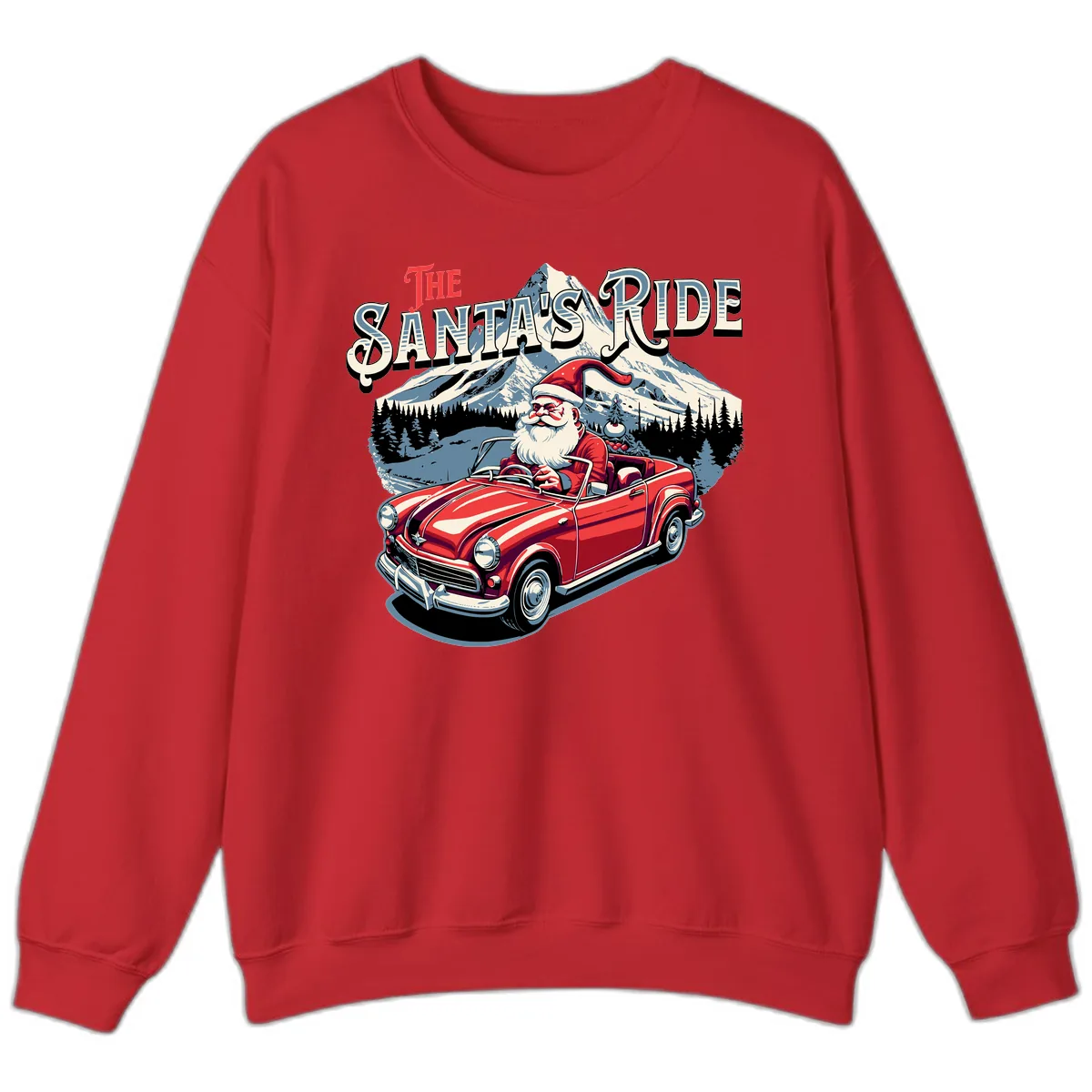 The Santa's Ride Christmas Graphic Sweatshirt in Red