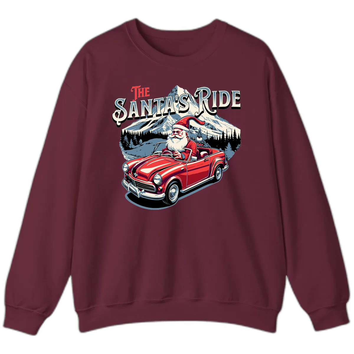 The Santa's Ride Christmas Graphic Sweatshirt in Maroon