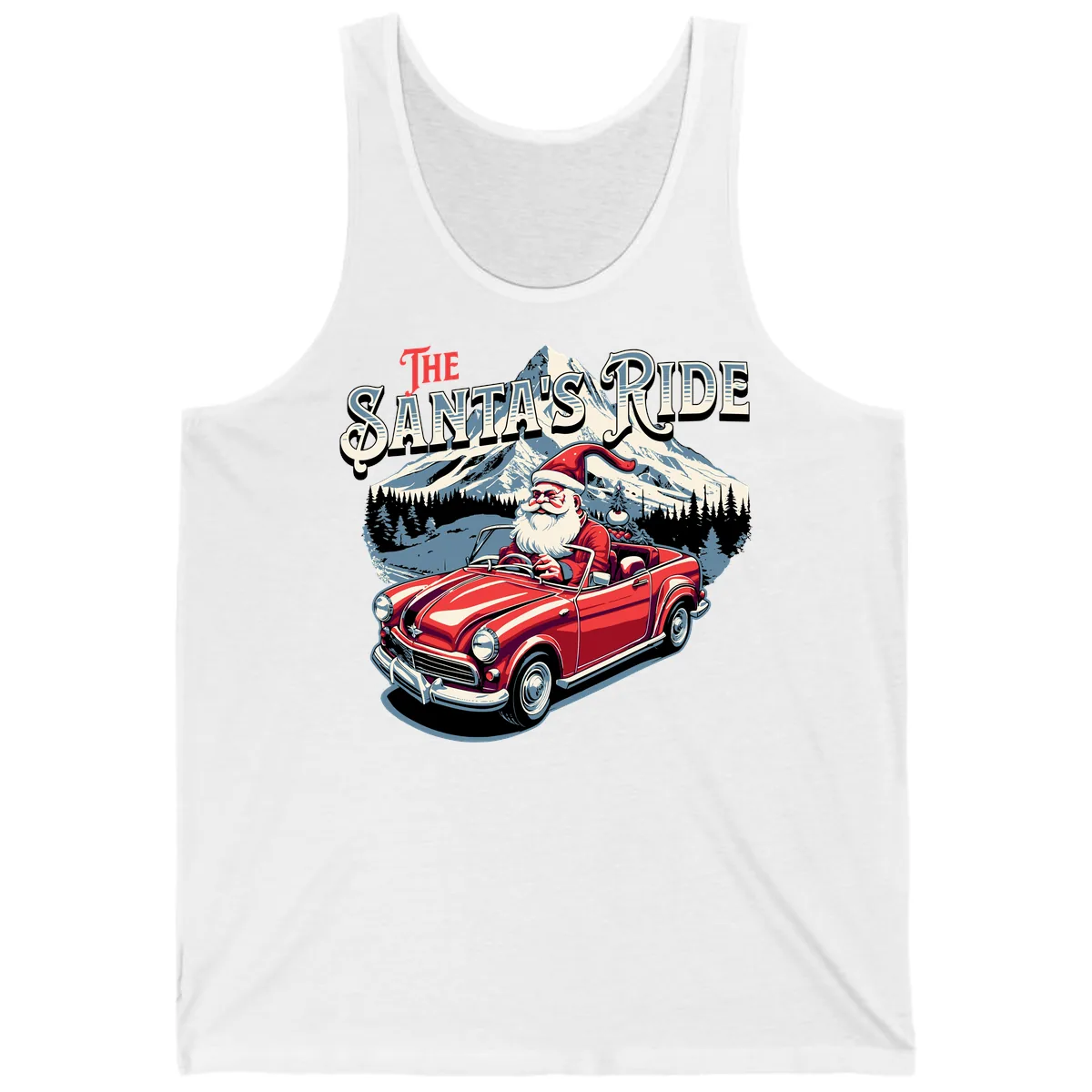 The Santa's Ride Christmas Graphic Tank in White
