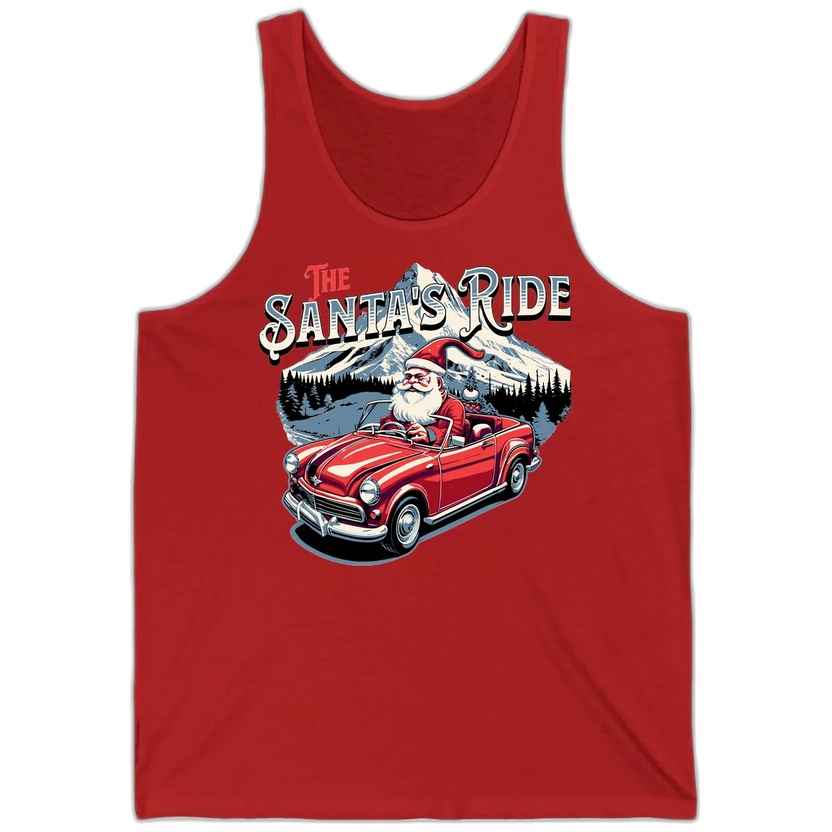 The Santa's Ride Christmas Graphic Tank in Red