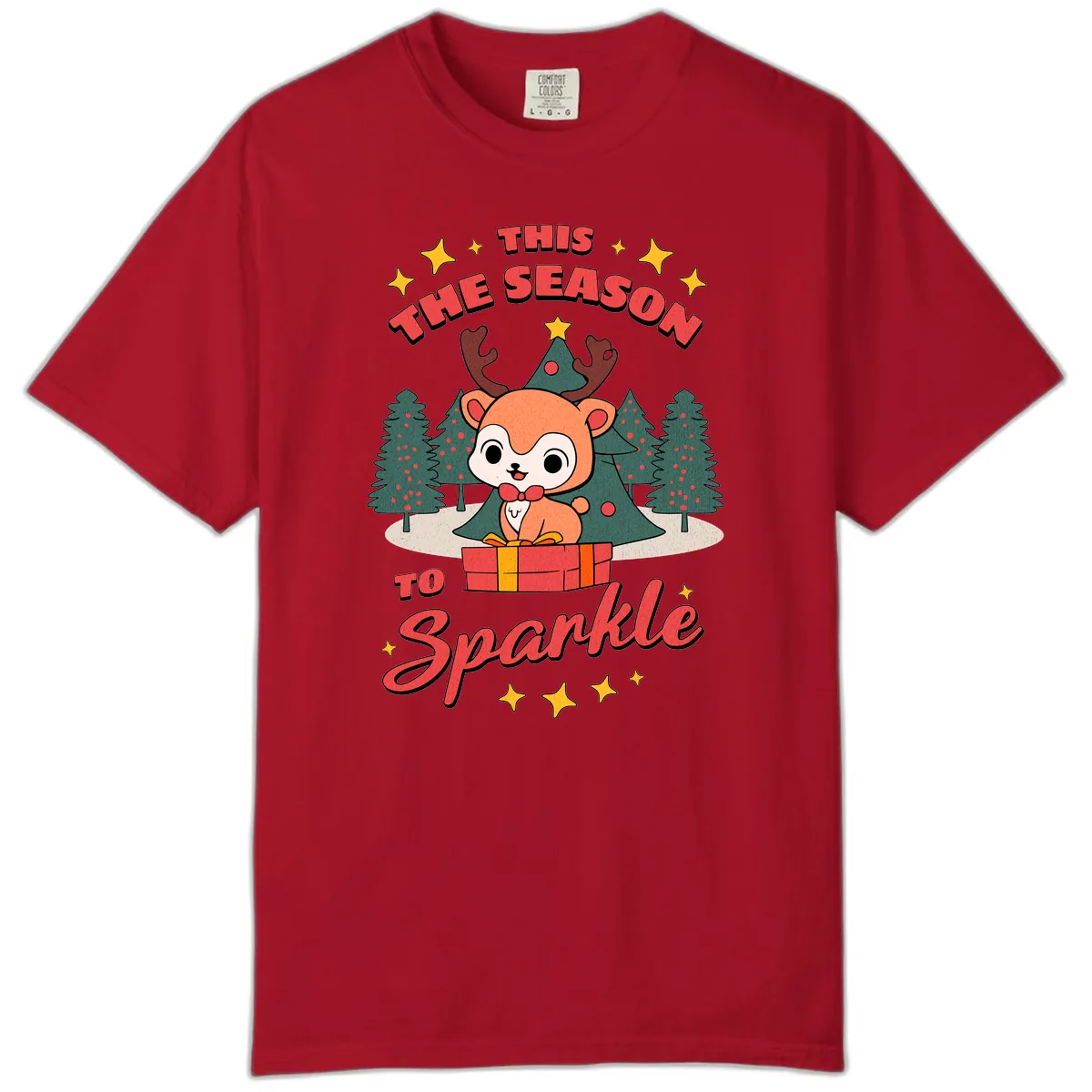 This Season To Sparkle Reindeer Comfort Color in Red