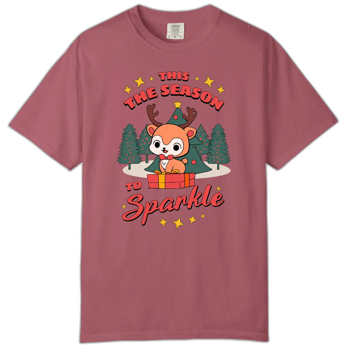 This Season To Sparkle Reindeer Comfort Color in Crimson