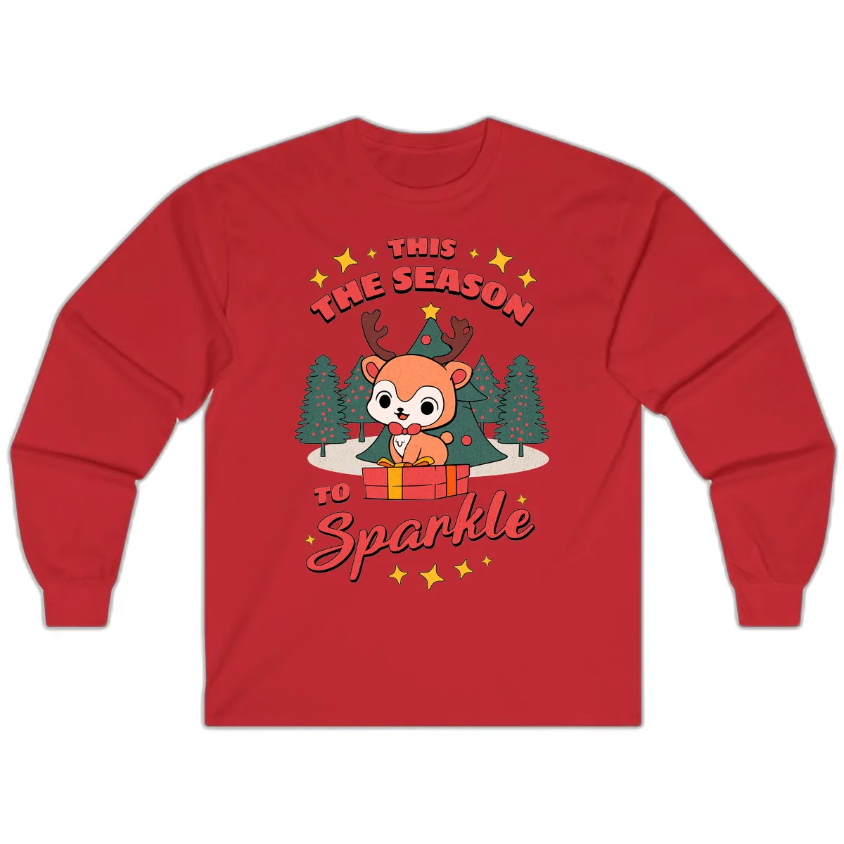 This Season To Sparkle Reindeer Long Sleeve in Red