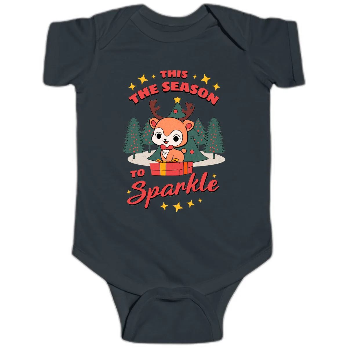 This Season To Sparkle Reindeer Baby Onesie in Black