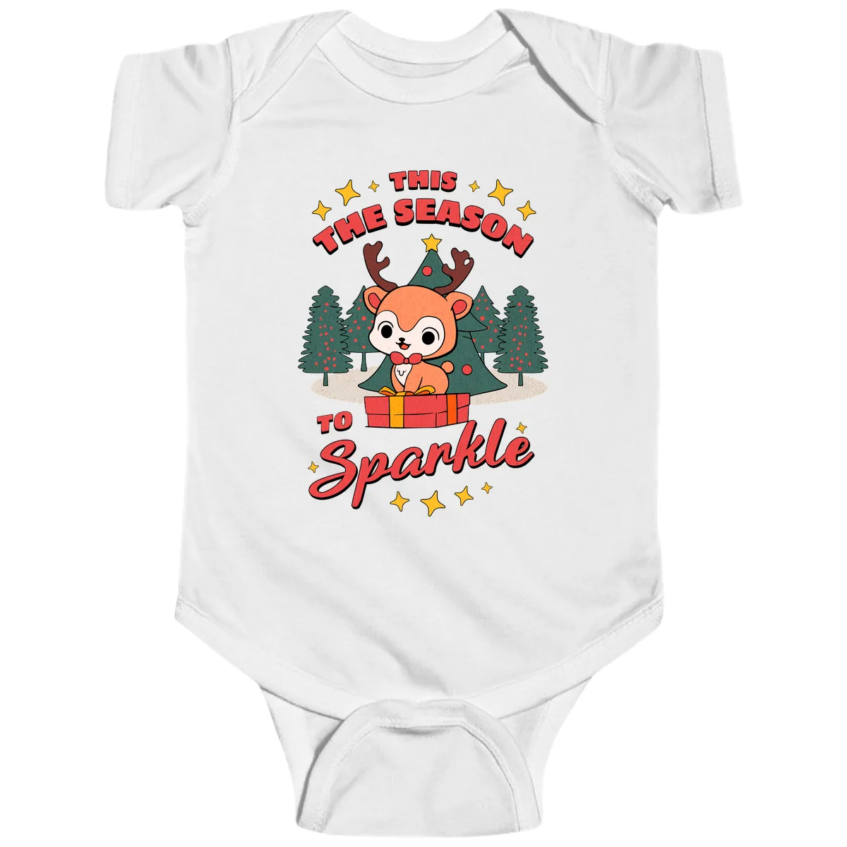 This Season To Sparkle Reindeer Baby Onesie in White