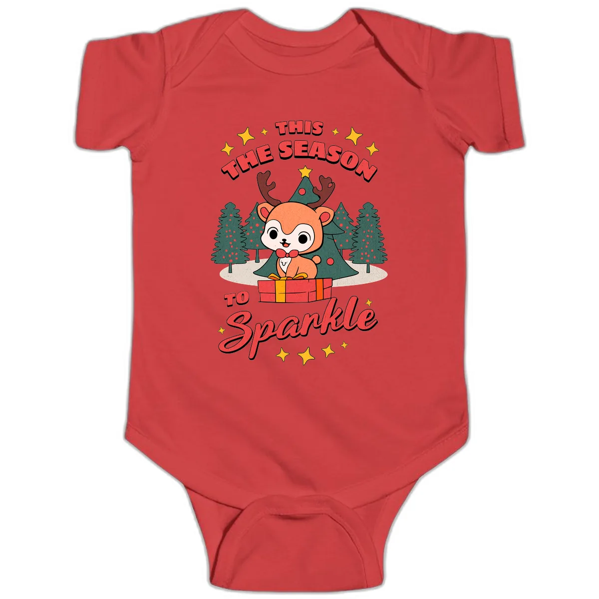 This Season To Sparkle Reindeer Baby Onesie in Red