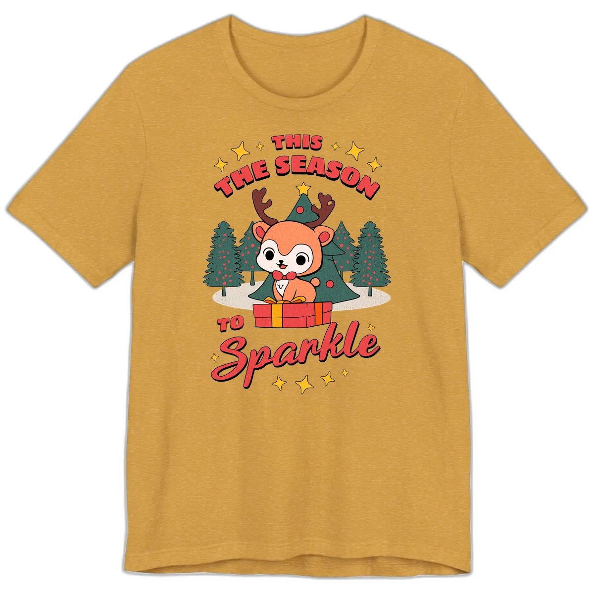 This Season To Sparkle Reindeer Premium T-Shirt in Heather Mustard