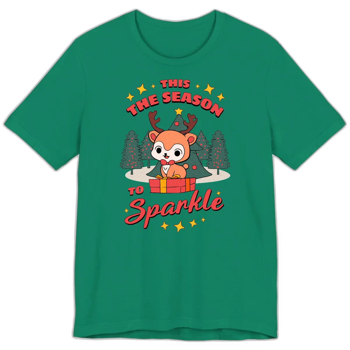 This Season To Sparkle Reindeer Premium T-Shirt in Kelly