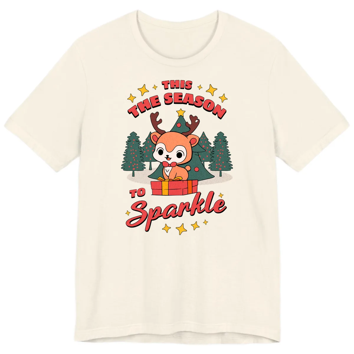 This Season To Sparkle Reindeer Premium T-Shirt in Natural