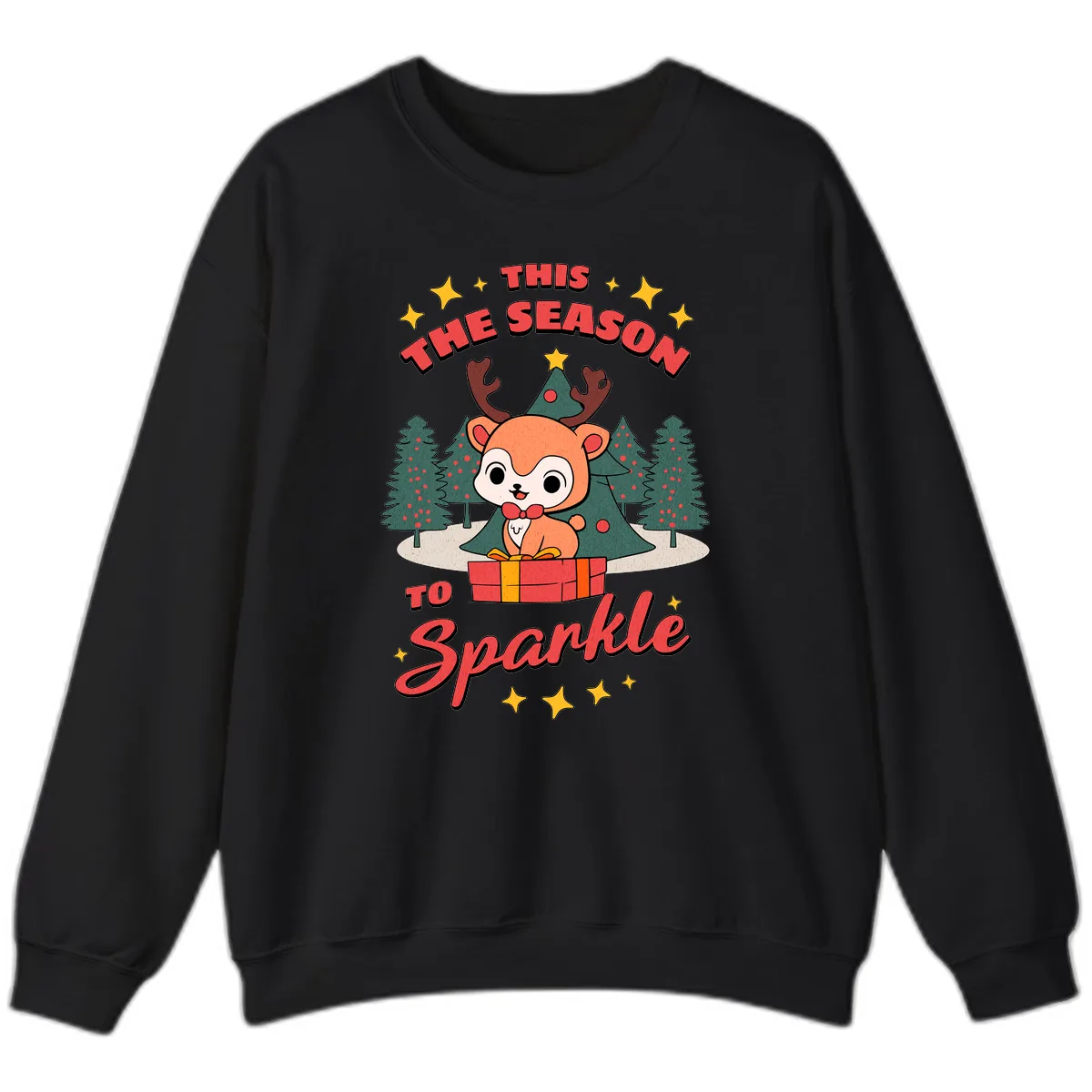 This Season To Sparkle Reindeer Sweatshirt in Black