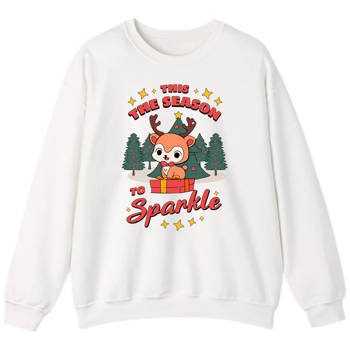 This Season To Sparkle Reindeer Sweatshirt in White