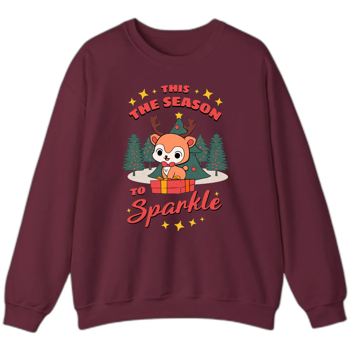 This Season To Sparkle Reindeer Sweatshirt in Maroon