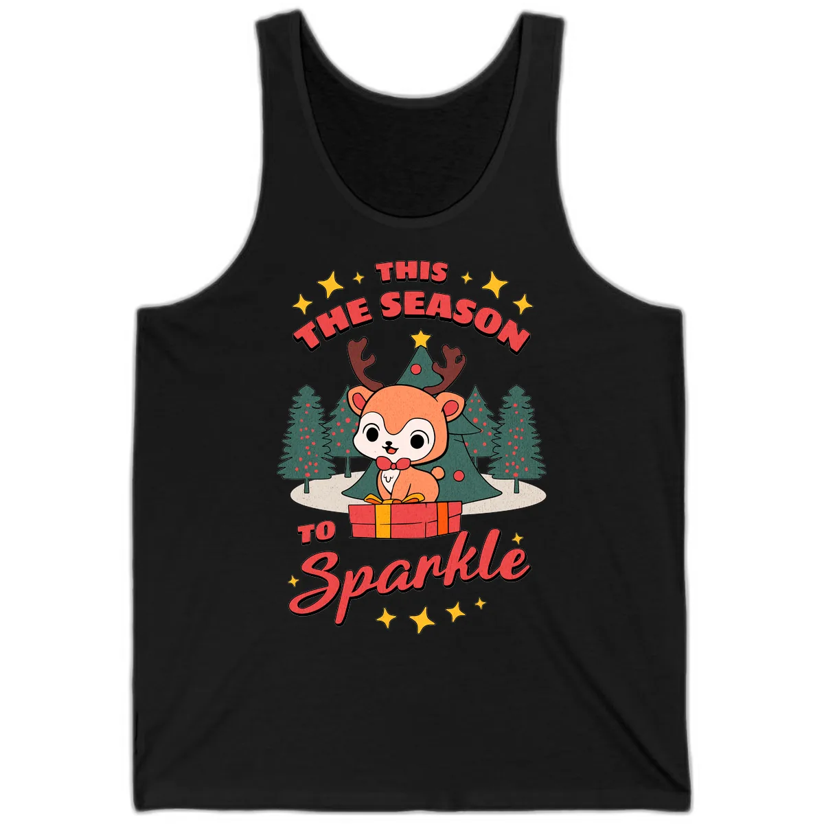 This Season To Sparkle Reindeer Tank in Black