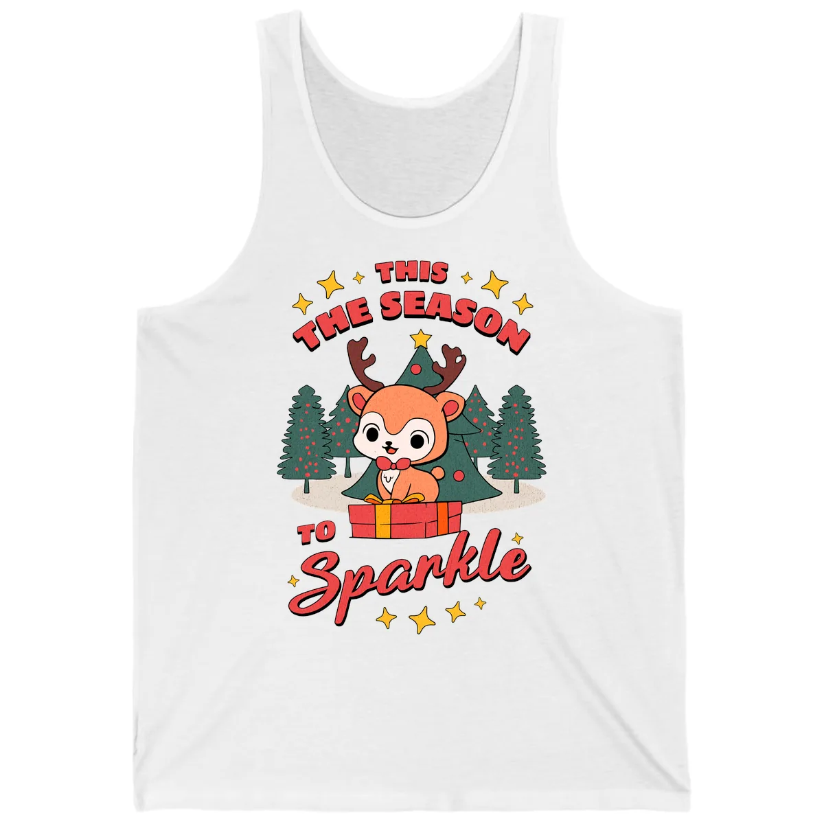 This Season To Sparkle Reindeer Tank in White