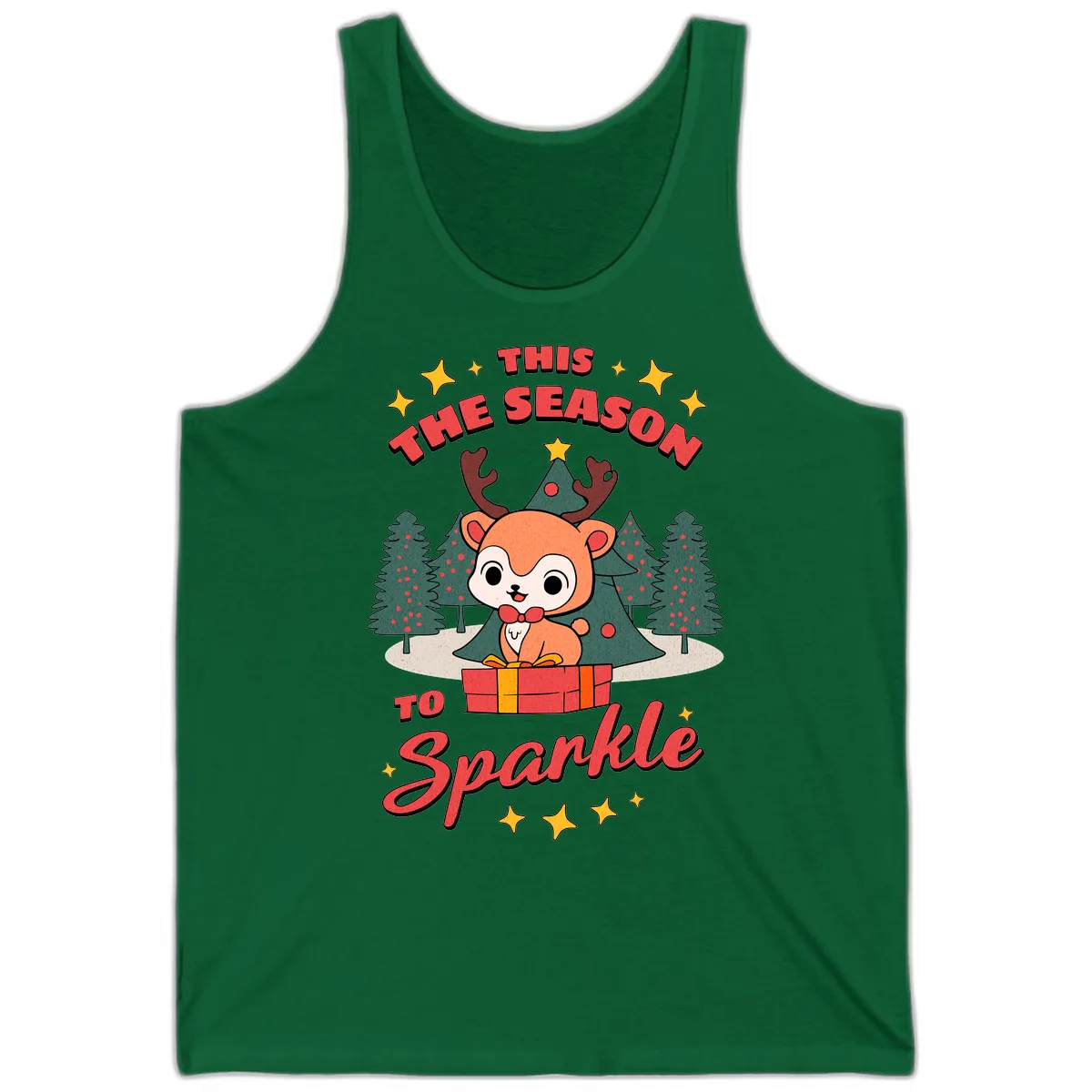 This Season To Sparkle Reindeer Tank in Kelly