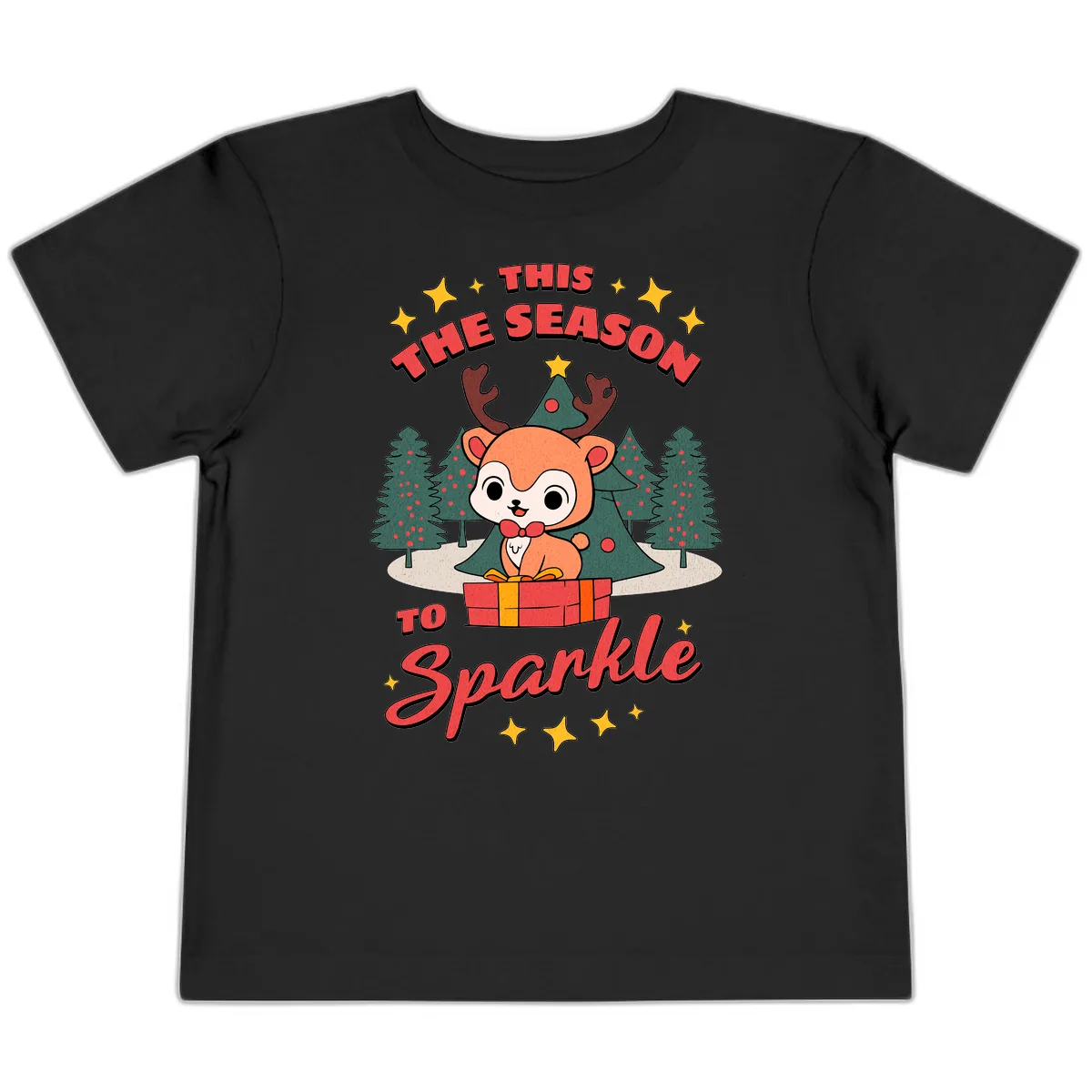 This Season To Sparkle Reindeer Toddler T-Shirt in Black