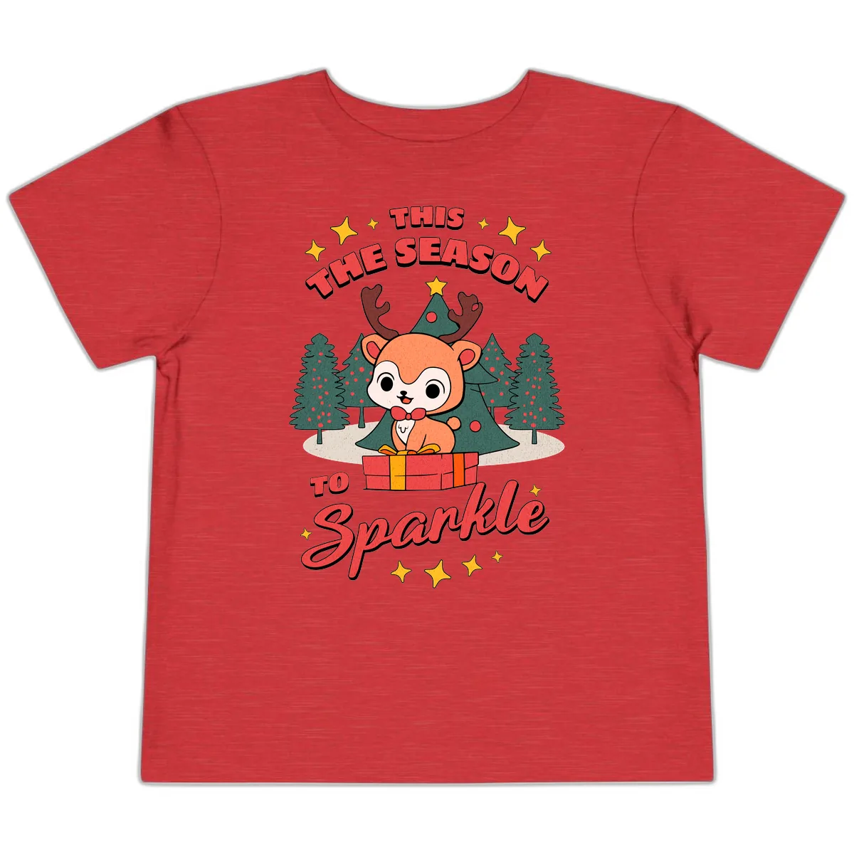 This Season To Sparkle Reindeer Toddler T-Shirt in Heather Red