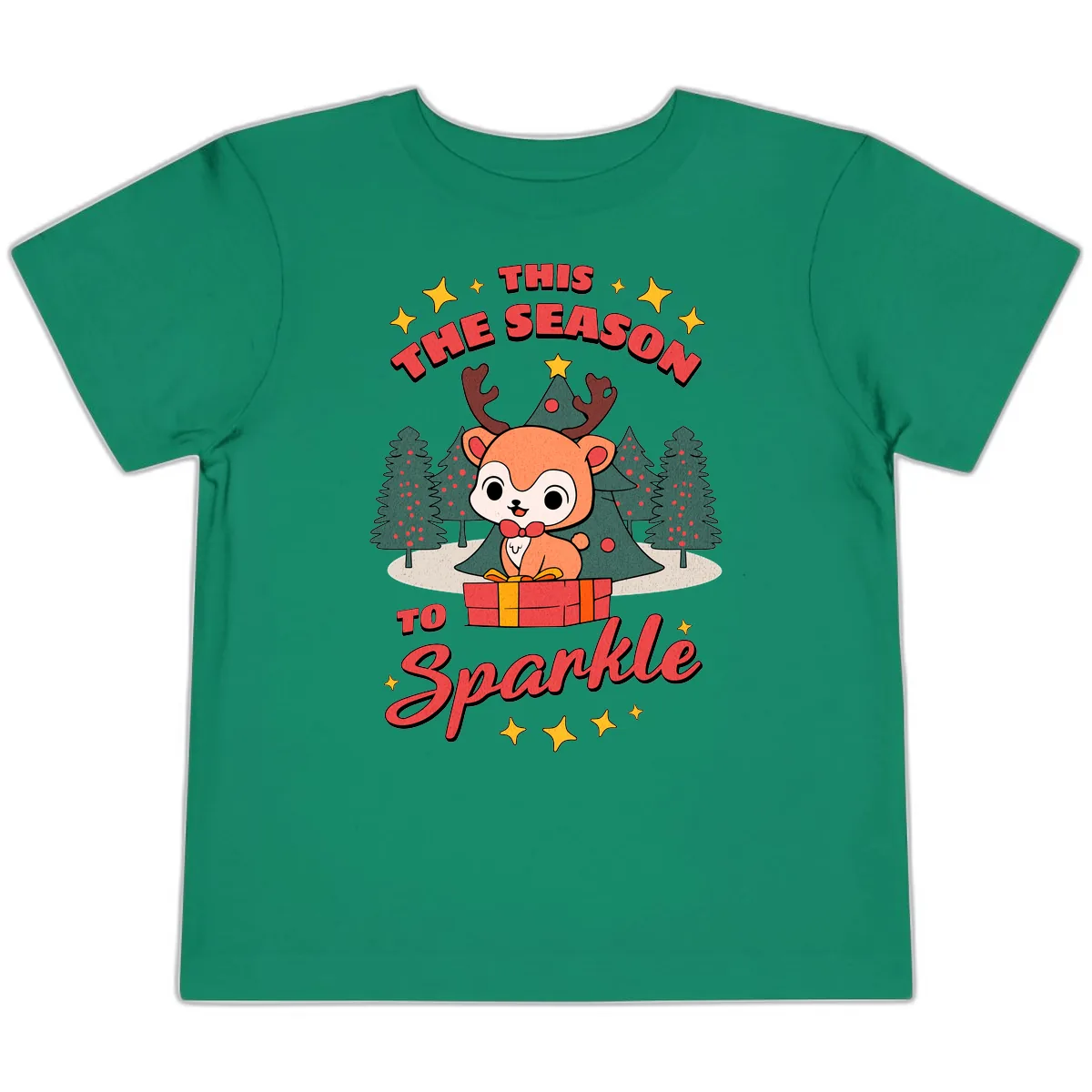This Season To Sparkle Reindeer Toddler T-Shirt in Kelly