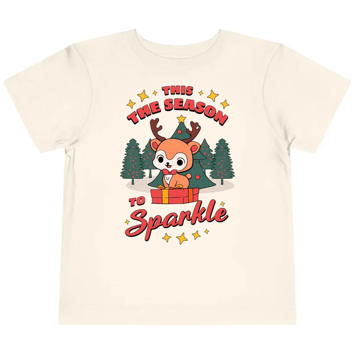 This Season To Sparkle Reindeer Toddler T-Shirt in Natural
