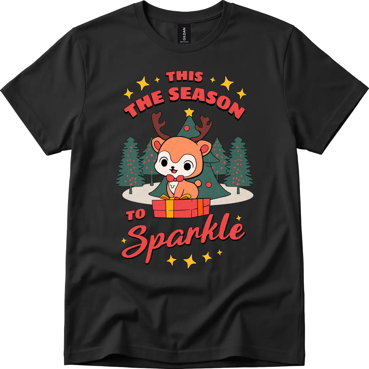 This Season To Sparkle Reindeer T-Shirt in Black